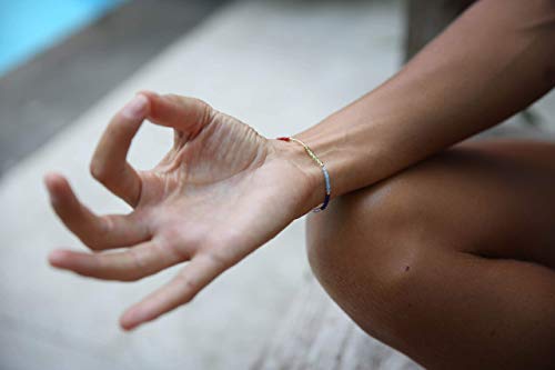BALIPURA Bracciale Aura Birthing - Cristalli Naturali 2mm E Argento 925 - Fatto A Mano A Bali - Regolabile