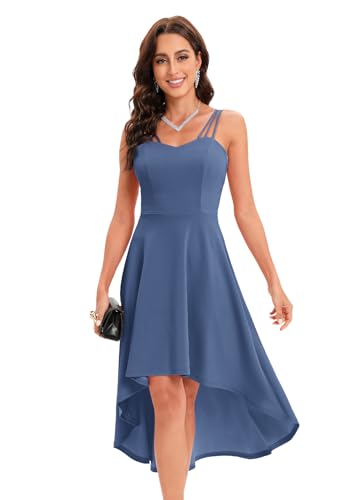 DRESSTELLS Women's Cocktail Homecoming Dress 2025 Fall Wedding Guest Formal Evening Hi Low Prom Fit Flare Dress2