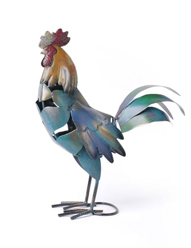 HAUCOZE Gallo Statuetta Scultura Moderna Decorazione Regalo Animale Figurina Soprammobili Casa Ornamento Metal Statua Arte 39cm