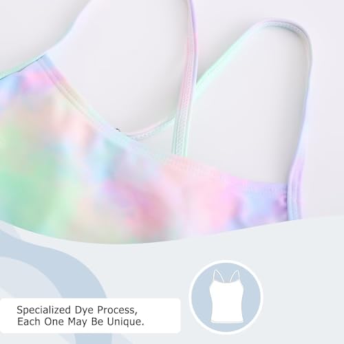 Image of Girls Two Piece Tankini Swimsuits Tie Dye Bathing Suit Kids Hawaiian Swimwear Set 3-16 Years