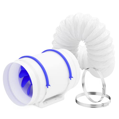 【在庫処理】Hon&Guan ダクトファン セット 200mm 【インボイス制度登録店】 ダクトホース付+ホースバンド付き 強力 ダクト用換気扇 塗装ブース用 中間取付 産業用排風機 (GF-200P)