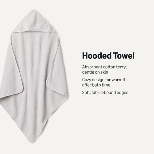 Amazon Essentials x Sofia Grainge Unisex Babies' Hooded Bath Towel, Pack of 2, Dove Grey/White, One Size - 1