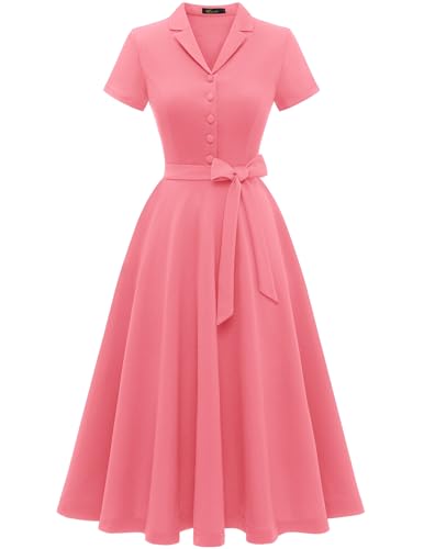 Image of Wedtrend Women's Vintage Tea Dress, Short Sleeve Cocktail Party Dress Work Church Casual Dress