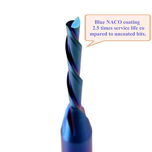 Spiral Router Bits With Down Cut 1/8 Inch Cutting, 1/4 Inch Shank Cnc Bits Solid Carbide End Mill For Wood Cut, 2D & 3D Carving Size : 1/8''X4/5''X1/4''X2 1/2 Xuanfeng Sf266, Blue #TOP2