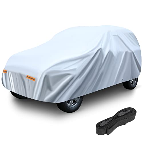 YIKICHII 5 Layers PVEA MPV Car Full Cover with Ventilating Holes UV Protect Car Waterproof Dustproof and Scratch Resistant All-Weather Cover Up to 206"