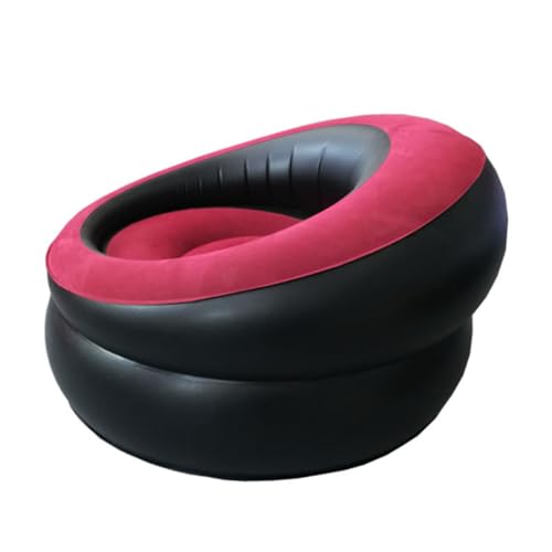 Toyvian Sofá Inflable Plegable para Salón y Camping Taburete Perezoso Portátil y Cómodo para Viajes y Exteriores Asiento Hinchable Resistente y Fácil de Guardar Color Rojo Flocado