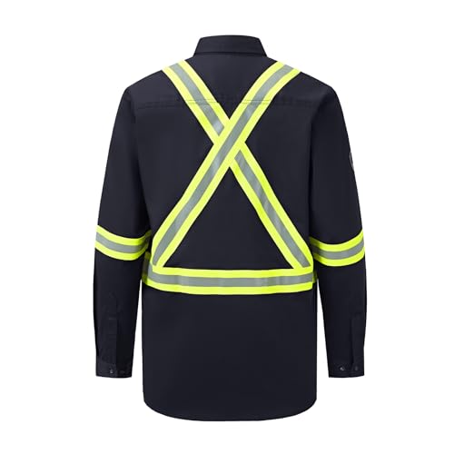Image of Ousafeve FR Shirts for Men Hi Vis 6.5oz Flame Resistant Welding Shirts