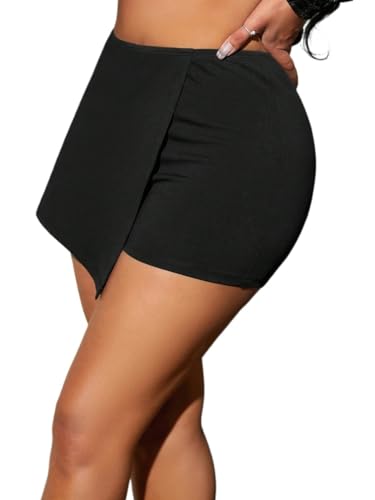 Women's 2024 Summer Casual Mini Skorts Solid Wrap Front Skort