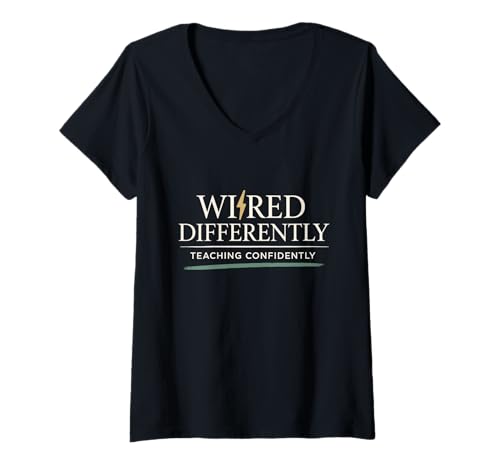 Donna Insegnante Neurodivergente Insegnante ADHD Insegnante Autistico Maglietta con Collo a V