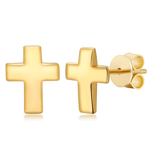 925 Sterling Silver Stud Earrings for Women,Women's 18K Gold Plated Dainty Jewelry Earrings with Post,Cross/Bar/Heart/Moon/Star/Lightning/Love Knot/Flower/Butterfly/Triangle Cut.