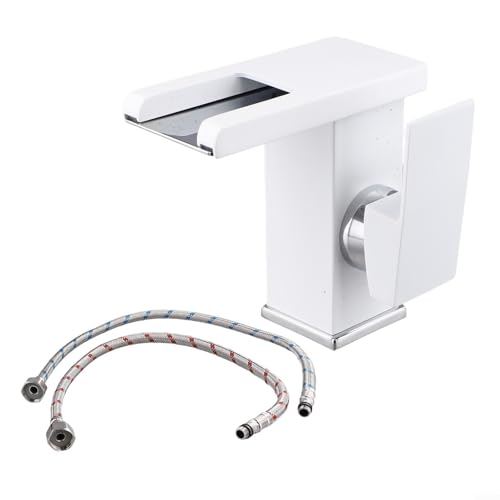 Robinet de lavabo cascade, doré noir blanc, robinet lumineux LED, mitigeur monté sur le pont en laiton massif, contrôle chaud et froid pour salle de bain...