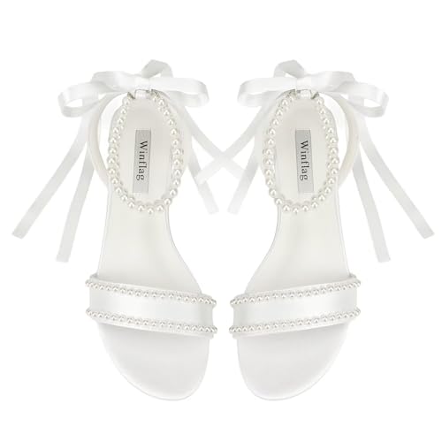 Wedding Flats Pearl Sandals Flat Wedding Shoes for Bride Open Toe Bridal Flats2