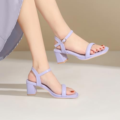 Image of Women's Chunky Block Heeled Sandals Open Toe Strappy Heel