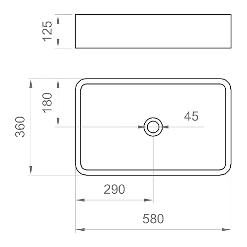 Vasque rectangulaire céramique résistant aux taches de calcaire ERCOS