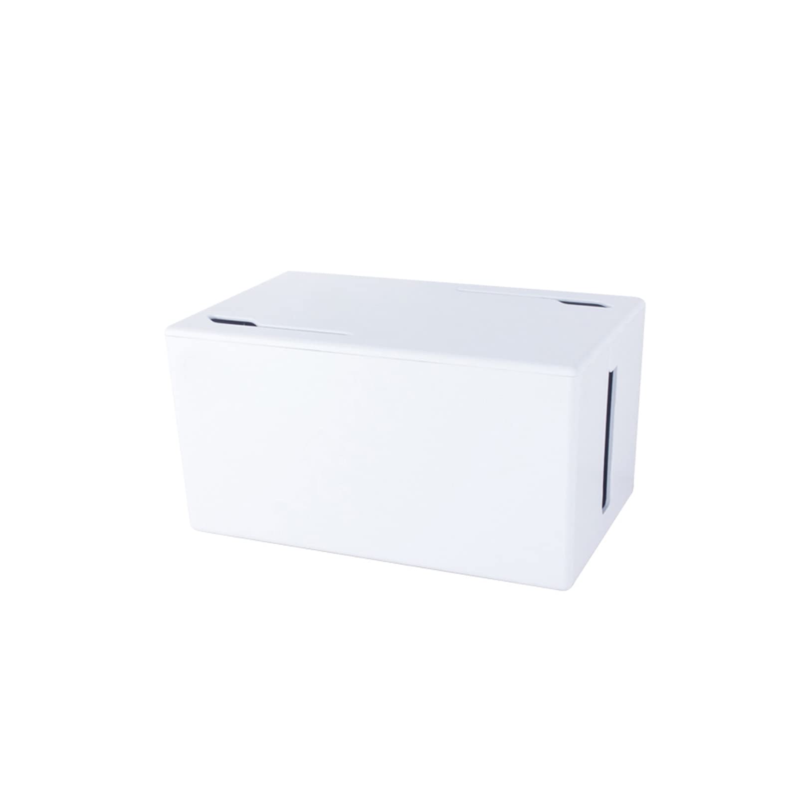 Caja organizadora de cables,organizador de cables más grande con tapa,organizador de cables de escritorio,organizador de cables para el hogar,oficina,ocultar cables desordenados(M: 26x16x14 cm,blanco)