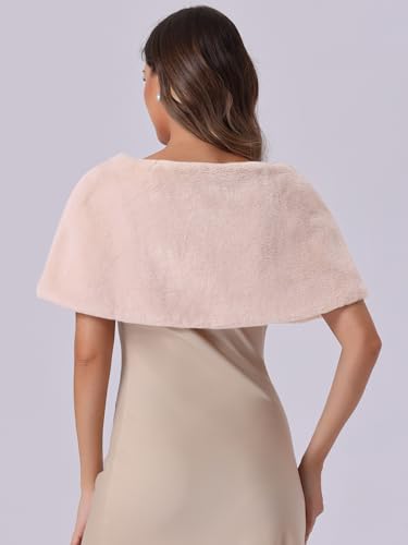 Allegra K Women's Elegant Faux Fur Shawl Wrap Stole Shrug Bow Tie Bridal Wedding Cover Up4