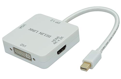 Thunderbolt to hdmi 4k for HDMI DVI VGA Adapter, Mini DisplayPort to HDMI 4K 3in1adaptor,Mini DP to HDMI with Gold-Plated Connector Compatible for MacBook Pro Mac Book Air Surface Pro (Square 4K)