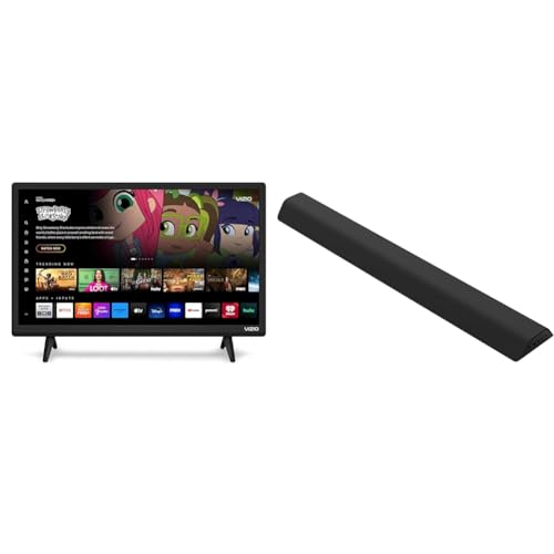 VIZIO 24-inch D-Series Full HD 1080p Smart TV with Apple AirPlay and Chromecast Built-in & V-Series All-in-One 2.1 Home Theater Sound Bar with DTS Virtual:X