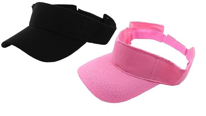 Unisex Cotton Visors Tennis Cap Pack of 2 Black and Pink Adjustable Sports Sun Visor Caps for Men Women Outdoor Running Golf Beach Travel and Daily Casual Wear-image-24