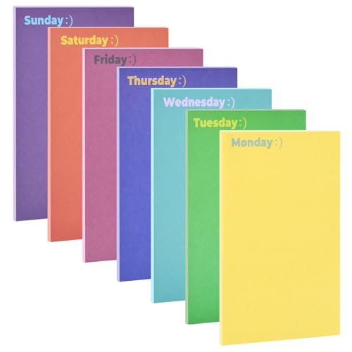 7 Pack Monday to Sunday Note Pads, Pastel Color Blank Non-Sticky Memo Pads, 4x3 Inch 350 Sheets Scratch Pads Memo Paper Reusable Notes for Home Office Taking Notes and Reminders Writing Supplies