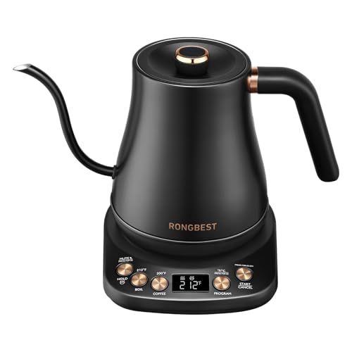 RONGBEST Electric Gooseneck Kettle 1L, 6 Temperature Presets, 1200W Quick Heating Water Pour...