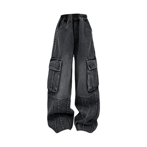 Cargo Pants for Girls Baggy 𝗩intage Trousers Wide Leg Pants Elastic Waist Streetwear Jeans with Multi Pockets