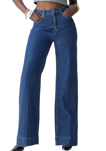 DIACACY Women's Wide Leg Jeans High Waisted Jeans Stretchy Straight Casual Denim Pants Fall Fashion Outfits