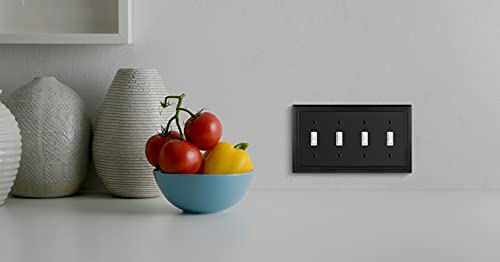 Image of Henne Bery Sunken Pearls Heavy Duty Decorative Wall Plate Switch Plate Outlet Cover (Quad Toggle, Matte Black)