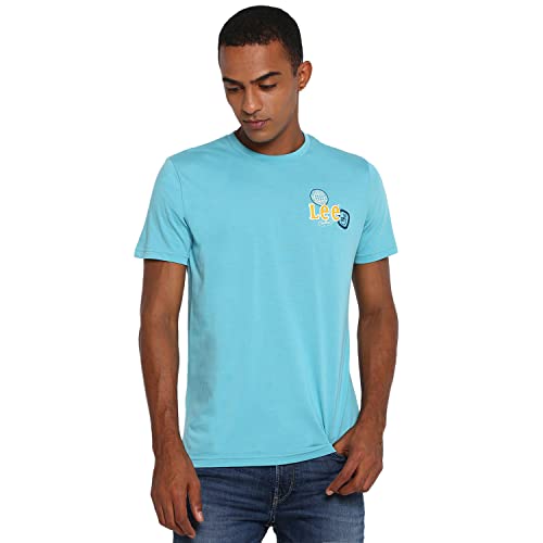 Lee mens Cotton T Shirt (Blue, XL)