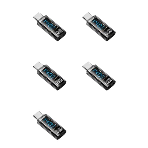 Wsikan 5X USB C �A�_�v�^�[ LED ���b�g���\�� 140W 40Gbps 8K USB C ���� PD3.1 �^�C�v C �R�l�N�^ �^�C�v C �d�͌v �e�X�^�[ �u���b�N