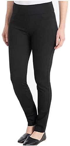 Dalia Women's Pull-On Ponte Pant with Built-in Tummy Control Panel (X-Large, Black)