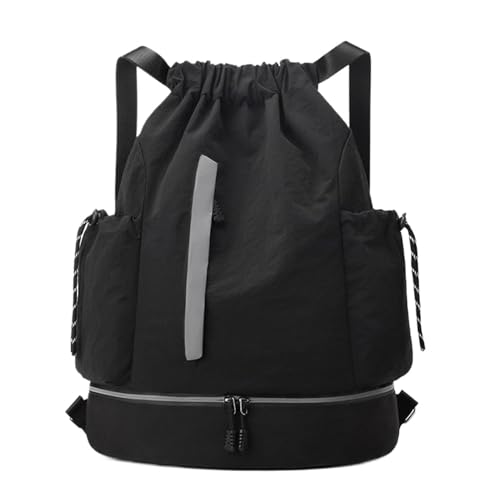 Sac de gym avec cordon noir de grande capacité pour sportifs et sorties pique-nique