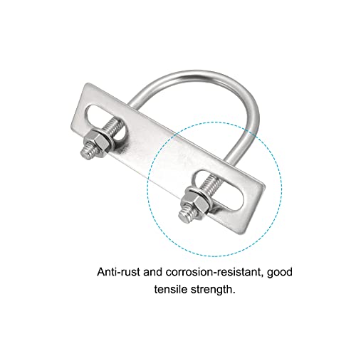 Image of METALLIXITY U Bolts 4 Sets (M6x42x62mm), Round U Bolt 304 Stainless Steel with Accessories - for Construction, Pipe