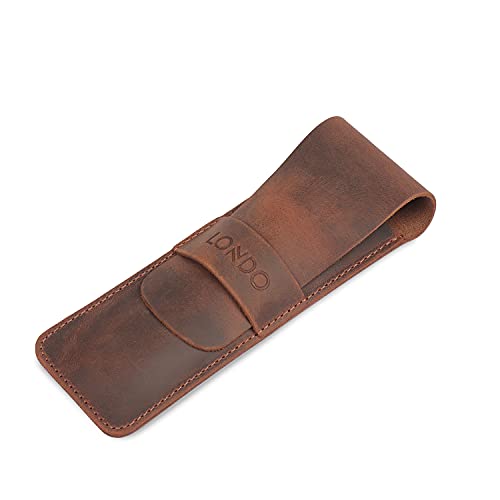 Image of Otto Angelino Londo Genuine Leather Pen and Pencil Case with Tuck in Flap (Mink) (Pack of 3)