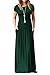 Euovmy Women's Round Neck Short Sleeve Maxi Dresses Casual Long Dresses Pockets Dark Green Large