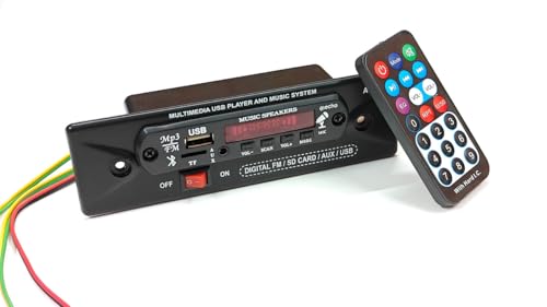 Image of ERH India 12V DC Bluetooth MP3 USB FM Music Player with in-Built Stereo Amplifier and Remote Control for E-Rickshaw, Bike, Car and Auto
