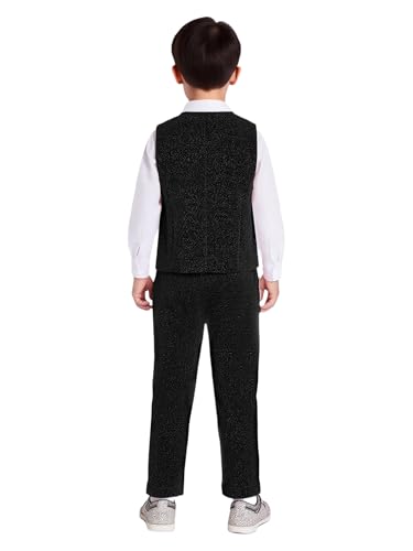 Image of YiZYiF Boys Suit Dress Clothes Ring Bearer Outfit Homecoming Dresses Boy Vest Pants and Bowtie Set Wedding Tuxedo Suits