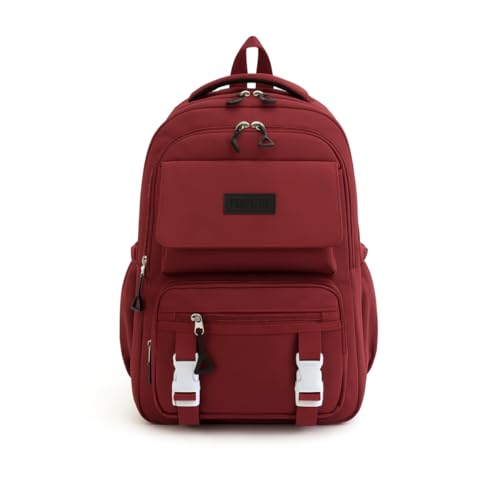 Mochila Masculina Feminina Escolar Notebook Grande Capacidade Impermeável Reforçada Nylon Viagem Trabalho Faculdade Casual (Vinho)