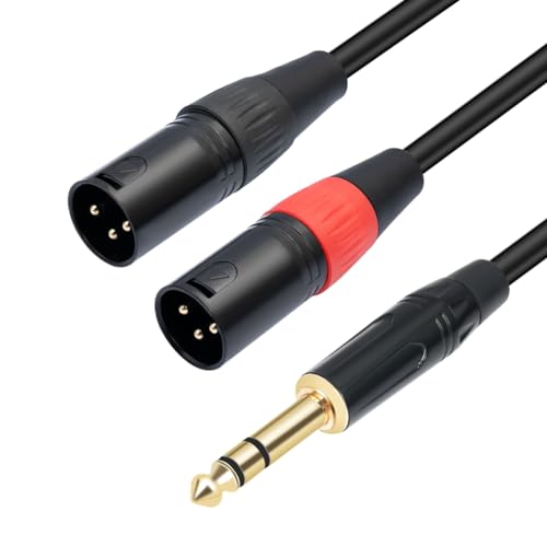 Jack 6.35mm 1/4 TRS Stereo a Doble XLR Macho Cable Extensión 100 cm miniatura 6