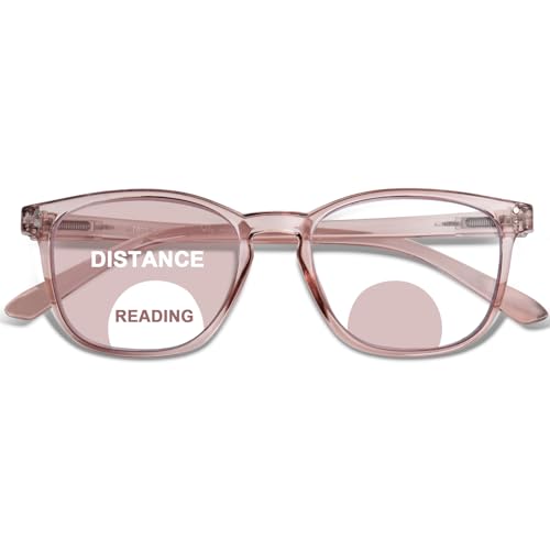 ZESAKER Bifocal Reading Glasses for Women Men Clear Top Bifocal Readers for Women Blue Light Blocking Computer Eyewear Glasses with Spring Hinges (Light Brown, 2.5)