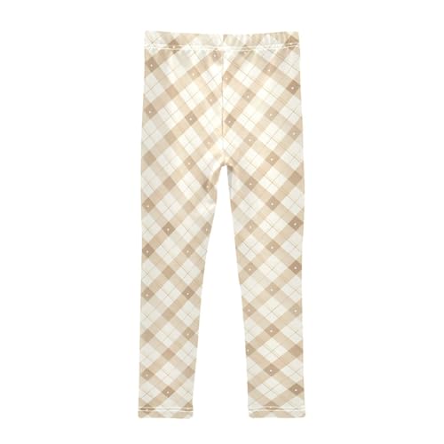 KLL Check Pattern Beige Whitoddler Girls' Cotton Leggings Fashion Full Length Sweatpants Exercise2