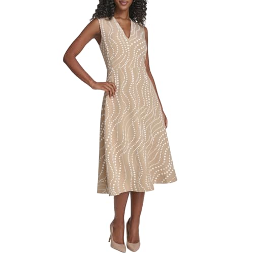Image of Tommy Hilfiger Women's Sleeveless V-Neck A-line Midi Dress