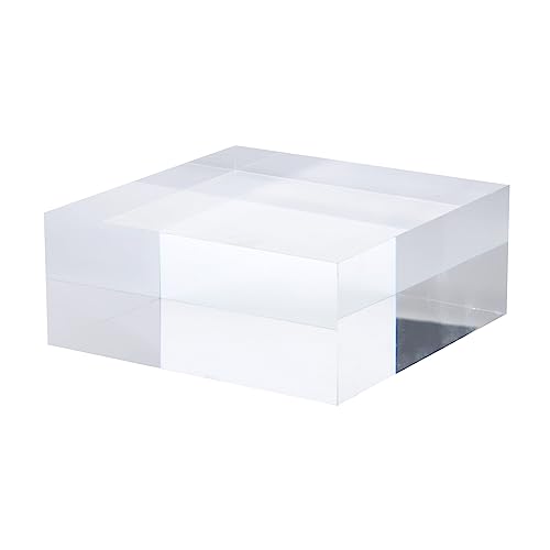 PATIKIL 4"x4"x1.5" Jewelry Display Riser, Polished Acrylic Cube Display Stand Block Collection Showcase Ring Holder Square, Clear