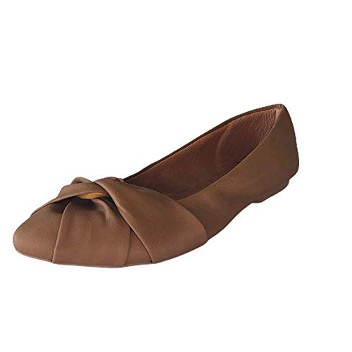 Sapatilha Feminina Bico Fino Detalhe Transpassado Linhaça CS Shoes Cor:Marrom;Tamanho:39