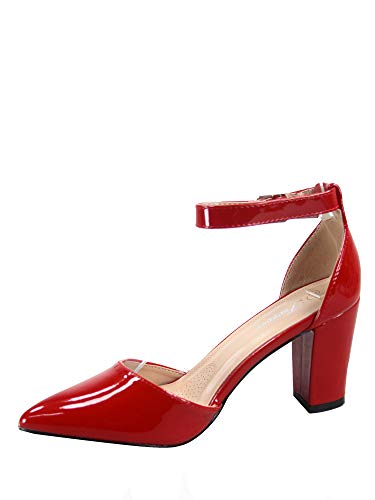 Women's Songful-6 by Forever Pointed Toe Ankle Strap Buckle Chunky Block Heel Sandals2