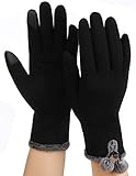 Women Touch Screen Gloves Fleece Lined Winter Warm Thick Fashion Black Texting