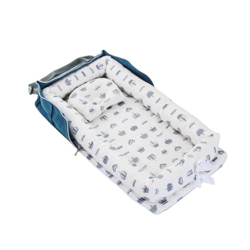 NIGOEベビーベッド新生児ベビーベッド 枕ベッド付き 折りたたみ式 ポータブルベビーベッド 添い寝 ベビーギフト 肌に優しい 通気性 洗える 0-24ヶ月 (H)