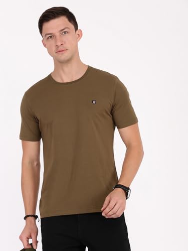 Image of Macroman M-Series Smartz Basics Half Sleeve Round Neck Stretch T-Shirt for Men, Cotton Blend (Pack of 1)