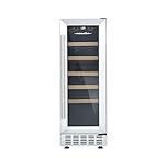 Cookology CWC300SS Freestanding Under Counter Fridge Cabinet 30cm Wine Cooler in Stainless Steel - 20 Bottle & 60 Litre Capacity - 5 Sliding Shelves - Digital Temperature Control - Reversible Door