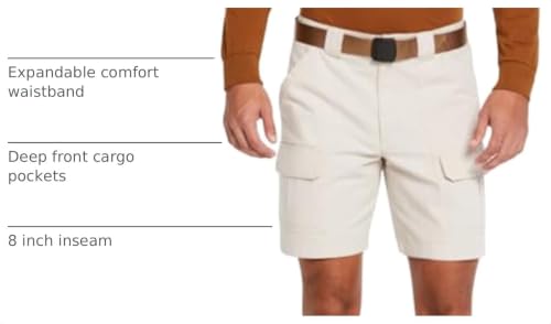 Image of Savane Mens 8 inch Hiking Cotton Cargo Shorts with Tech Pocket (Available in Big & Tall)